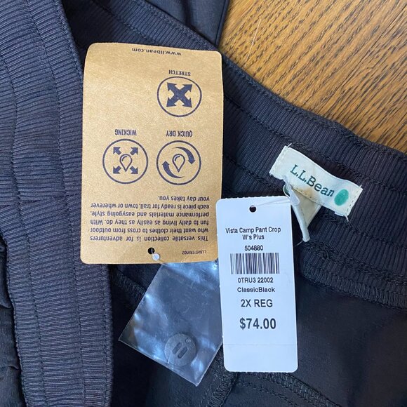 L.L. Bean Vista Camp Cropped Pants Classic Black 2X plus lightweight - Picture 10 of 12